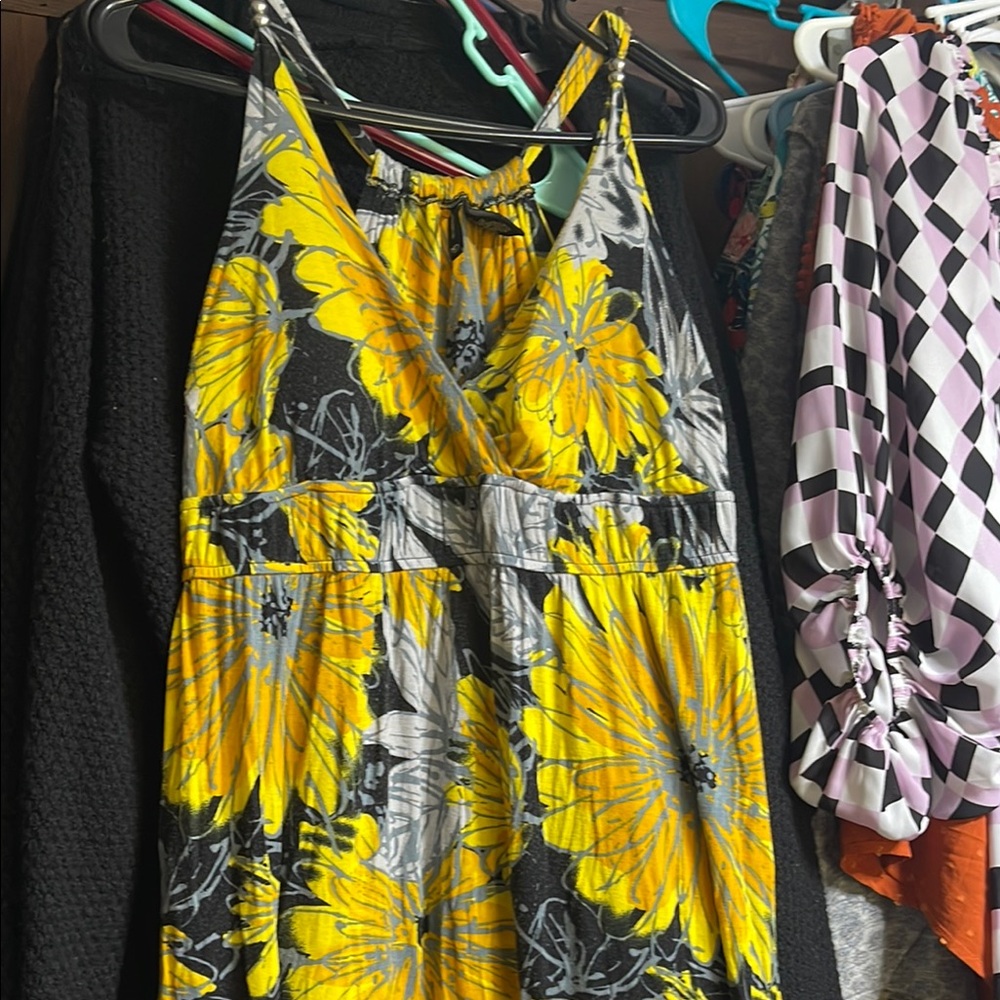Vibrant Yellow Floral Dress